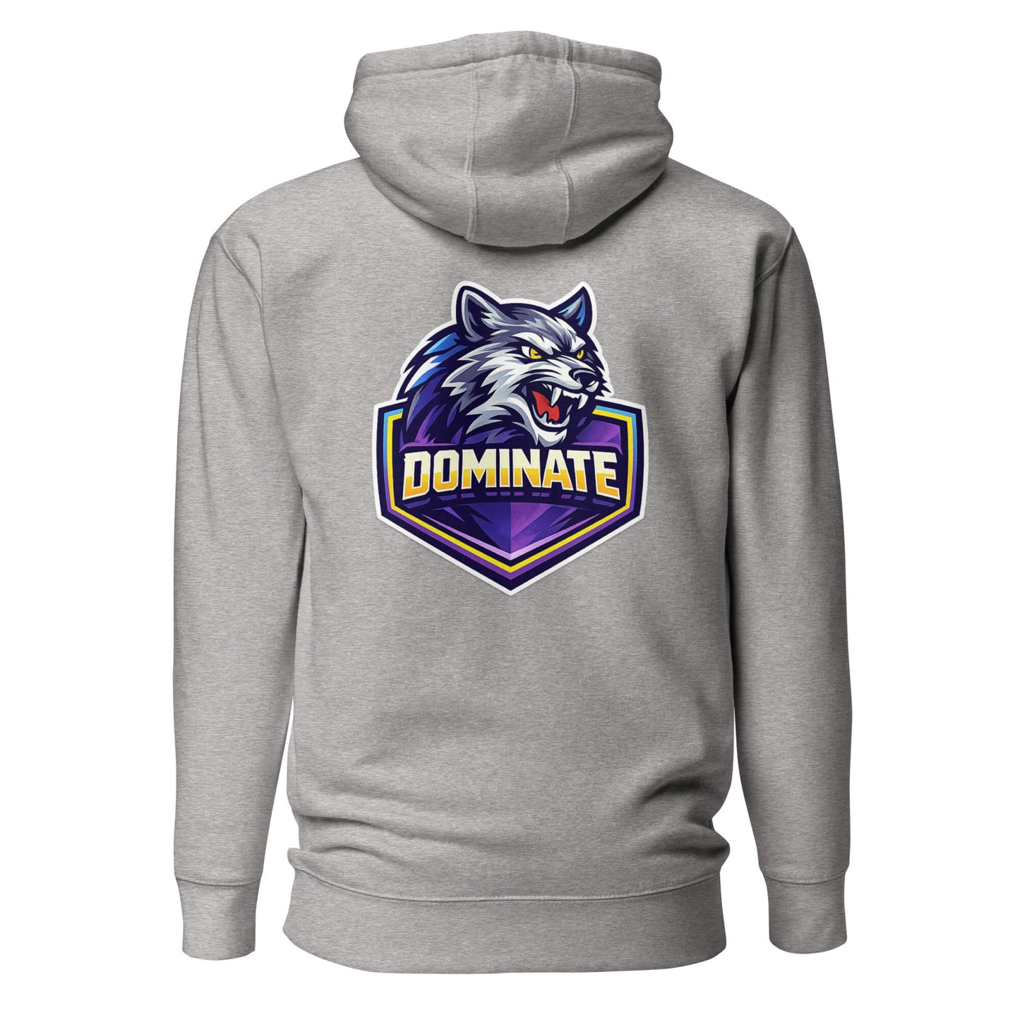 Hoodie DOMINATE gris chiné visuel coloré dos et logo noir face Mindset Ambition