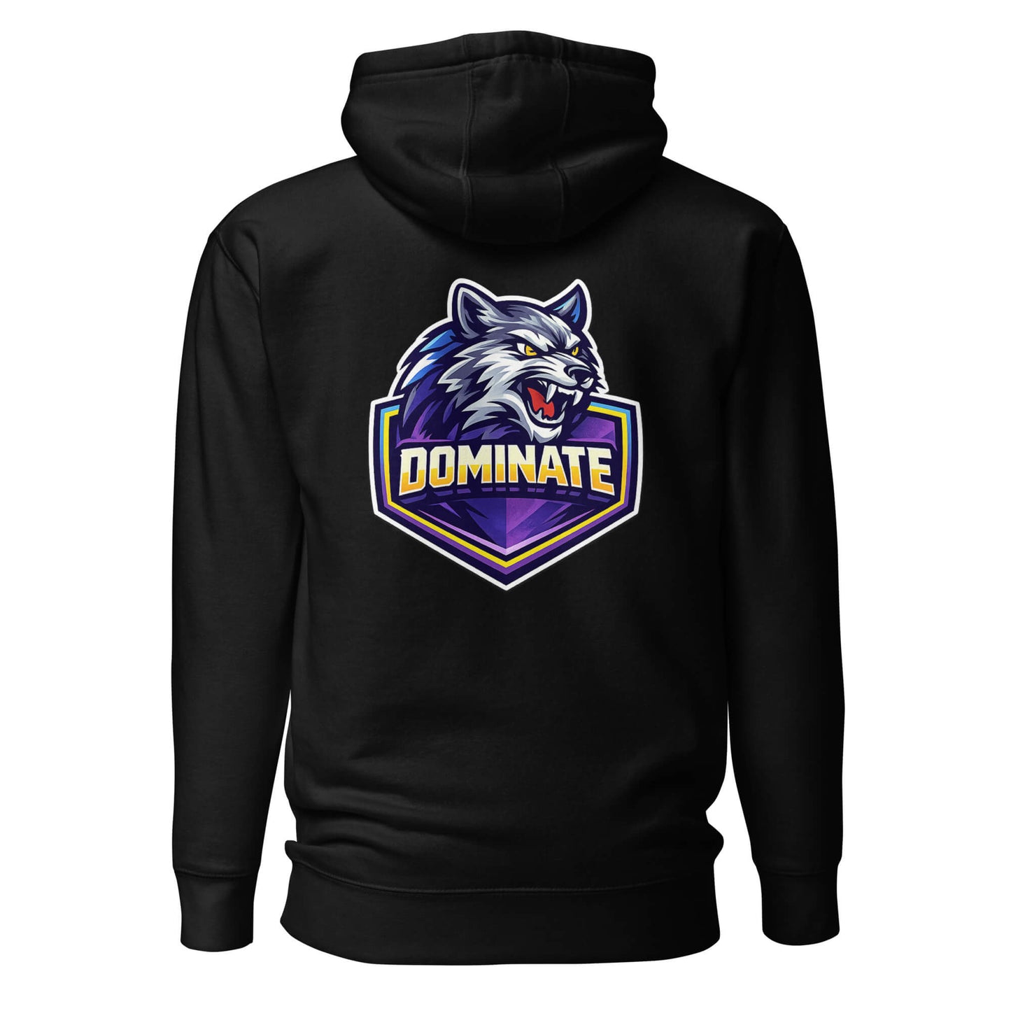Hoodie DOMINATE noir visuel coloré dos et logo blanc face Mindset Ambition