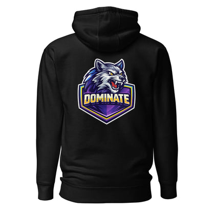 Hoodie DOMINATE noir visuel coloré dos et logo blanc face Mindset Ambition