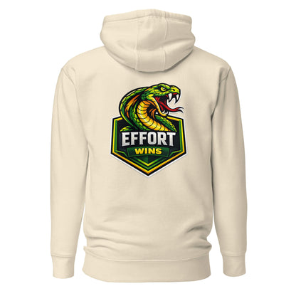 Hoodie EFFORT WINS beige visuel coloré dos et logo noir face Mindset Ambition