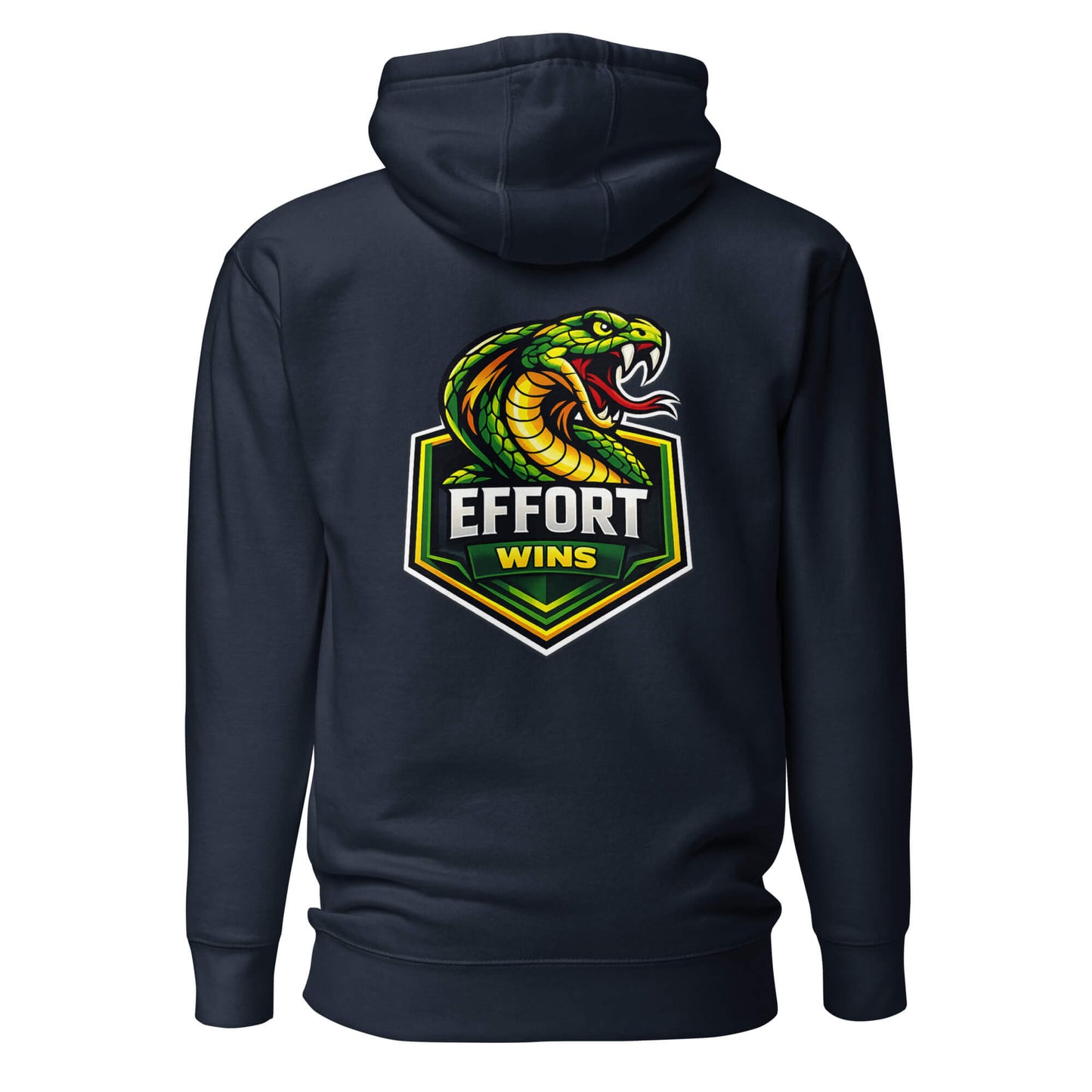 Hoodie EFFORT WINS bleu marine visuel coloré dos et logo blanc face Mindset Ambition