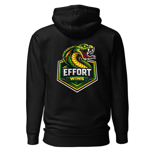 Hoodie EFFORT WINS noir visuel coloré dos et logo blanc face Mindset Ambition