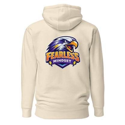 Hoodie FEARLESS MINDSET beige visuel coloré dos et logo noir face Mindset Ambition