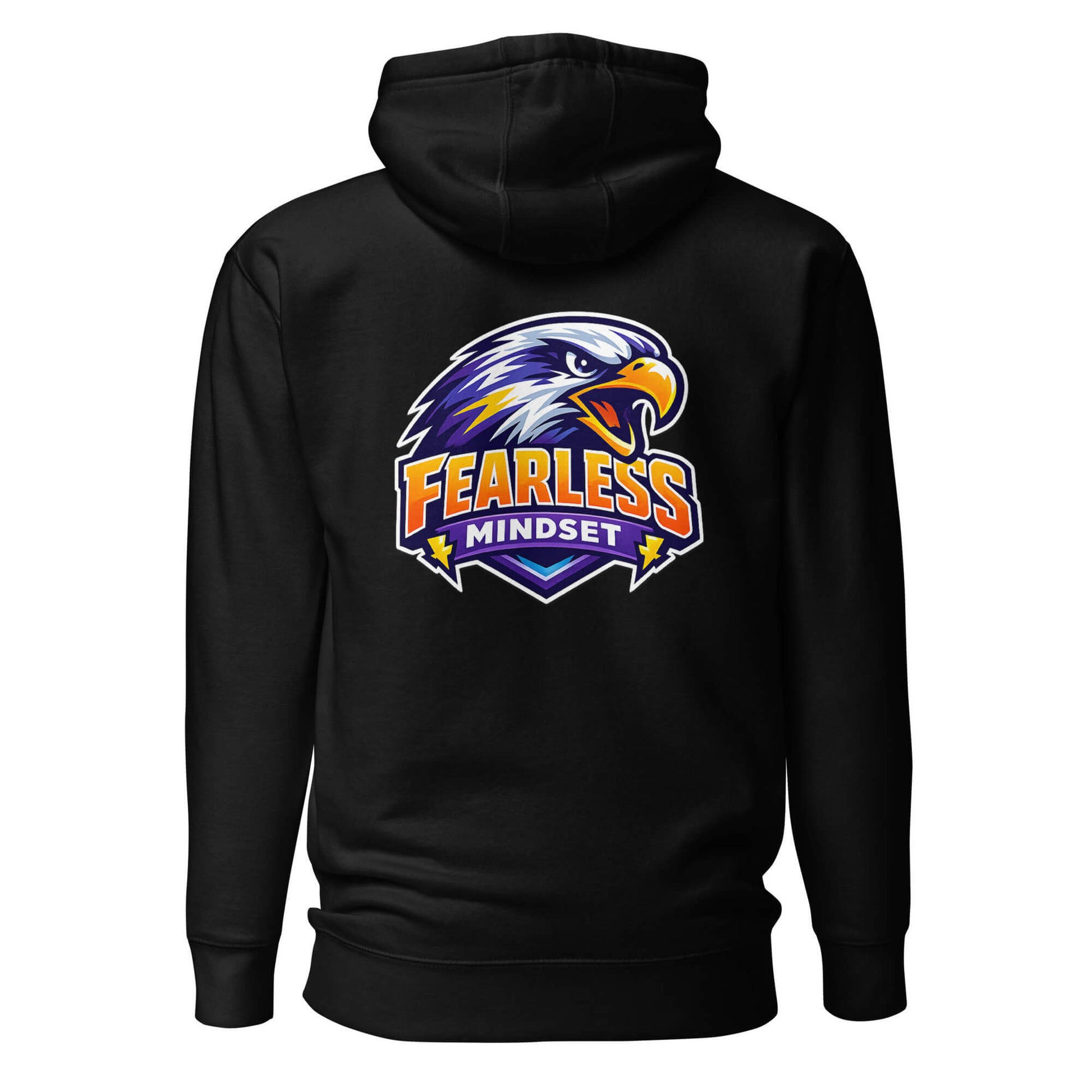 Hoodie FEARLESS MINDSET noir visuel coloré dos et logo blanc face Mindset Ambition