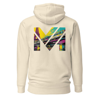 Hoodie FORWARD ONLY beige visuel coloré dos et logo noir face Mindset Ambition