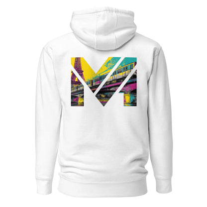 Hoodie FORWARD ONLY blanc visuel coloré dos et logo noir face Mindset Ambition