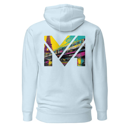 Hoodie FORWARD ONLY bleu ciel visuel coloré dos et logo noir face Mindset Ambition