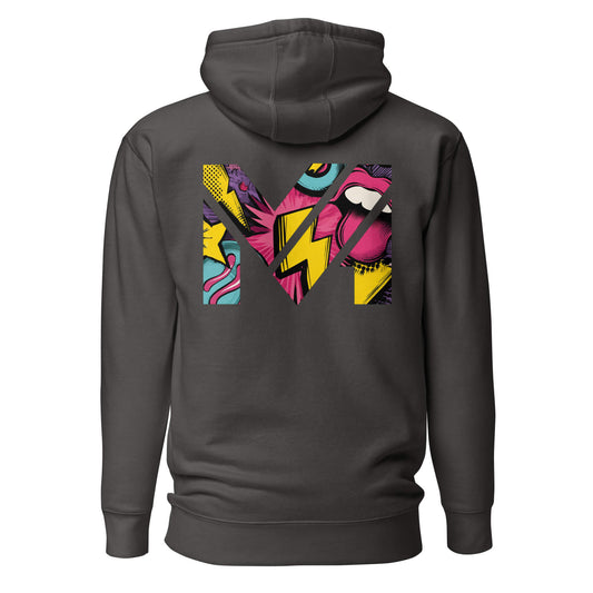 Hoodie FULL VOLTAGE gris anthracite visuel coloré dos et logo blanc face Mindset Ambition
