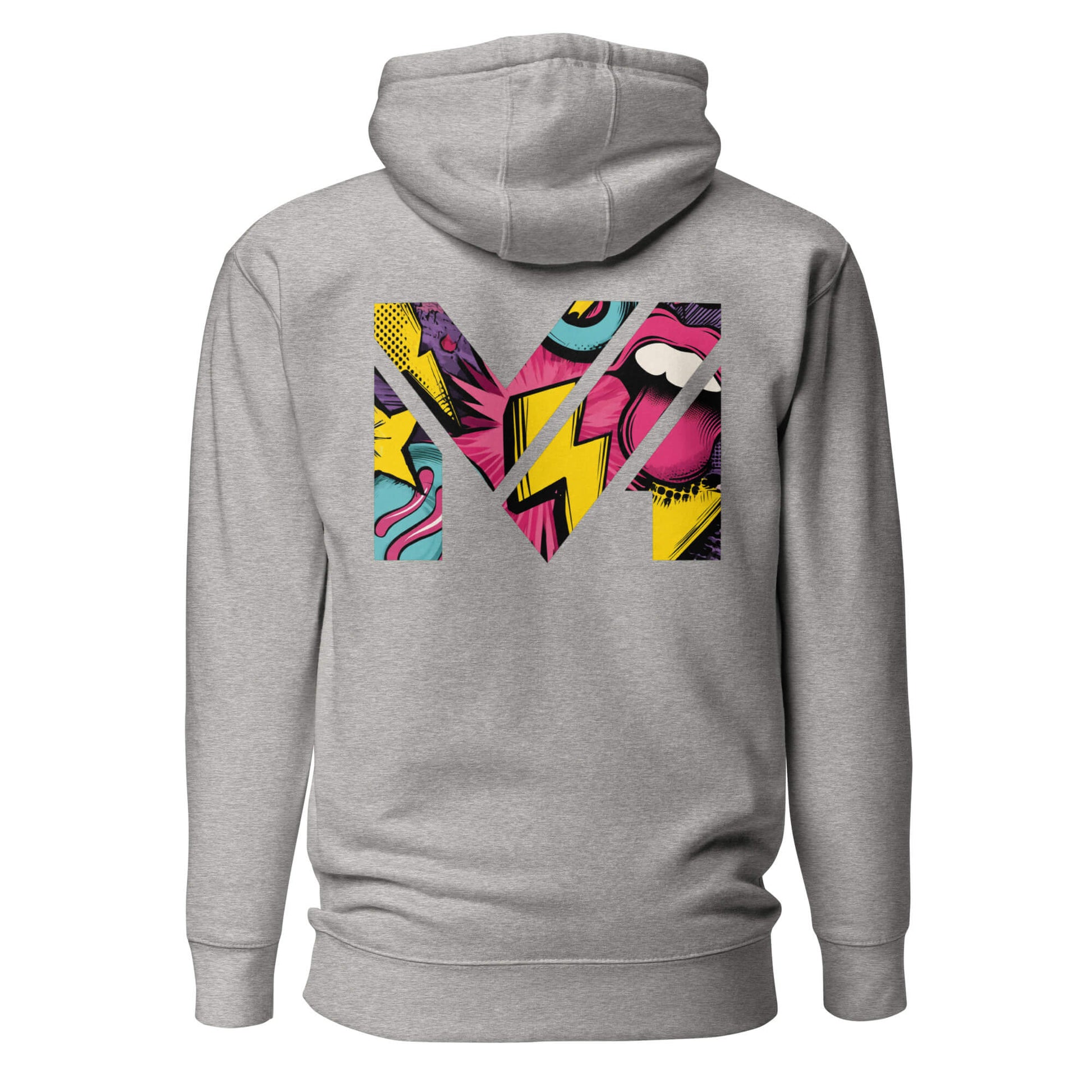 Hoodie FULL VOLTAGE gris chiné visuel coloré dos et logo noir face Mindset Ambition