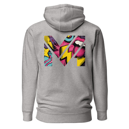 Hoodie FULL VOLTAGE gris chiné visuel coloré dos et logo noir face Mindset Ambition
