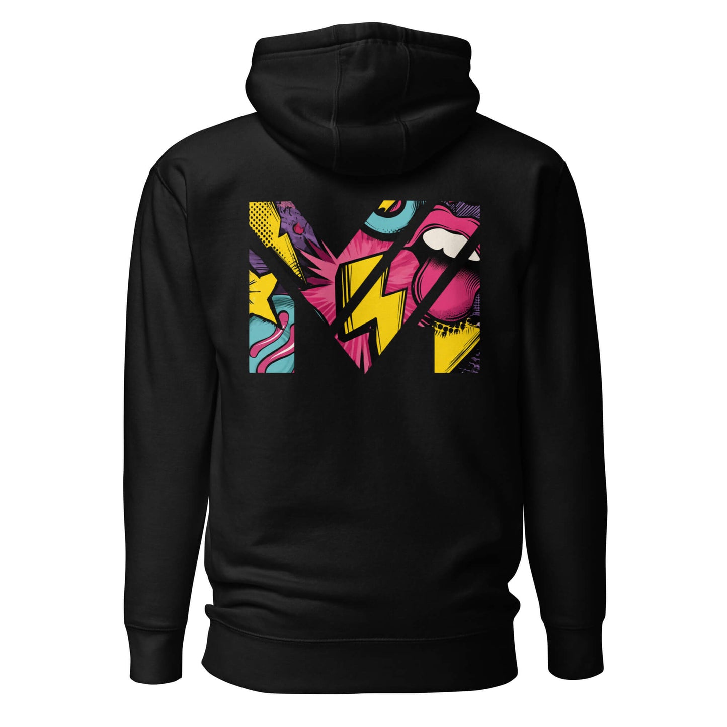 Hoodie FULL VOLTAGE noir visuel coloré dos et logo blanc face Mindset Ambition