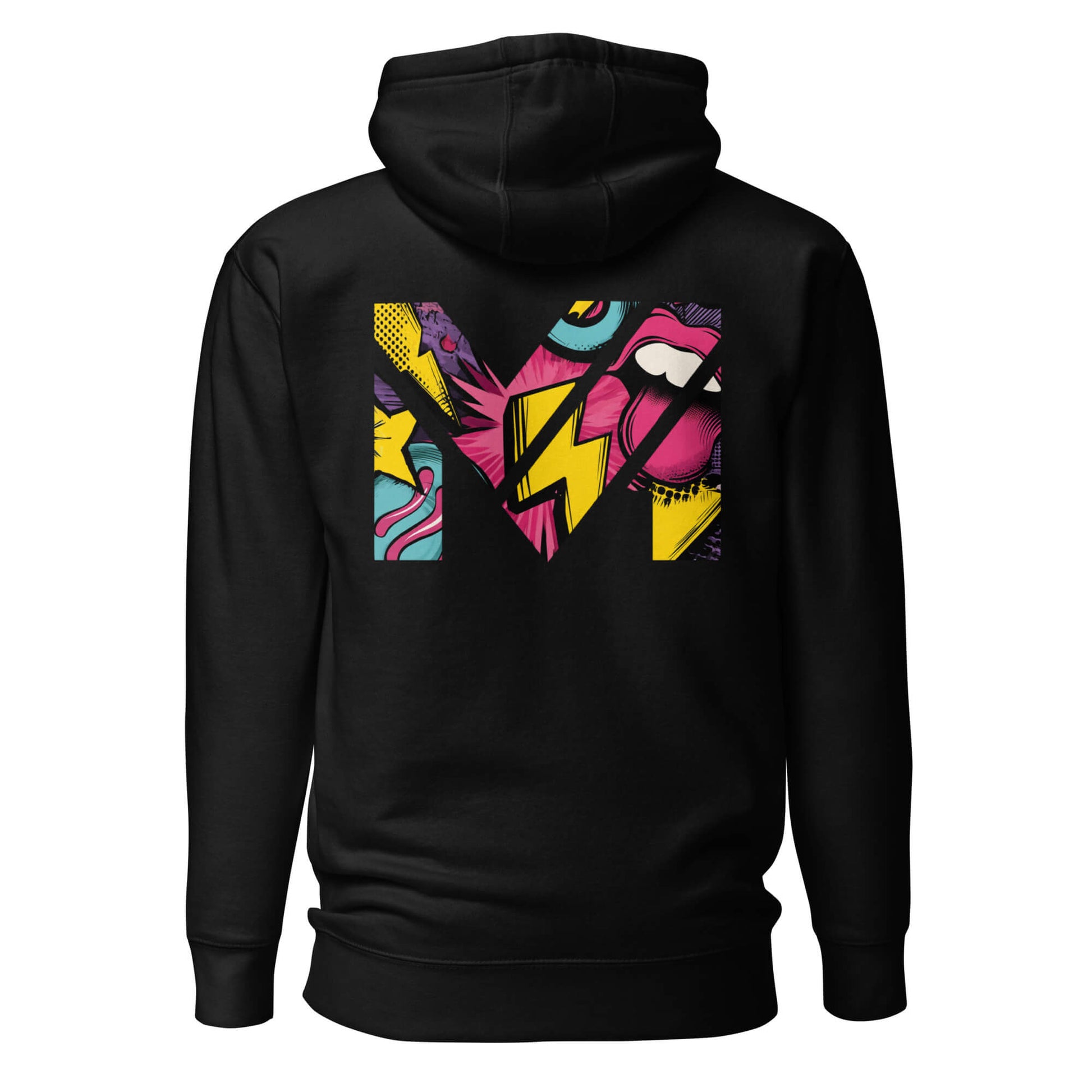 Hoodie FULL VOLTAGE noir visuel coloré dos et logo blanc face Mindset Ambition