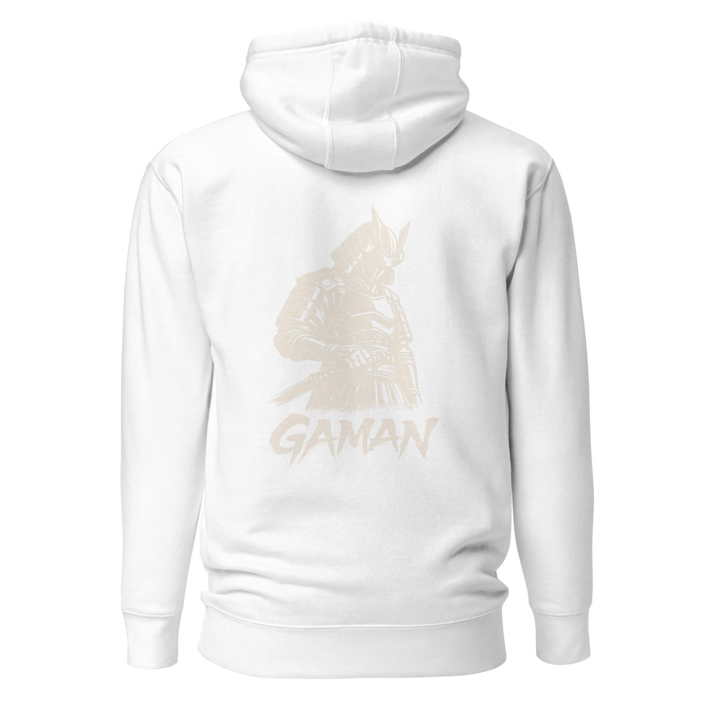 Hoodie Gaman blanc visuel doré dos et logo doré face Mindset Ambition