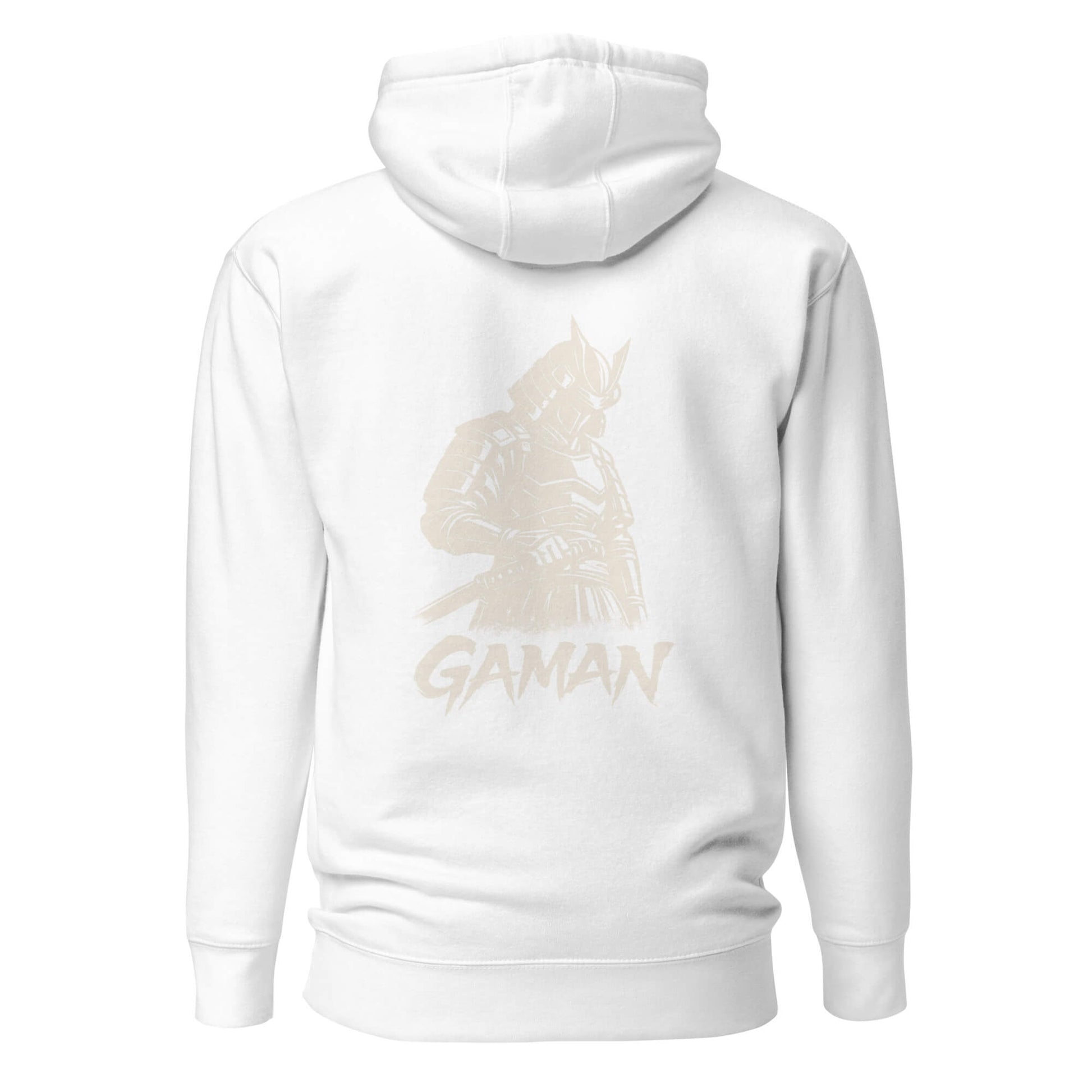 Hoodie Gaman blanc visuel doré dos et logo doré face Mindset Ambition