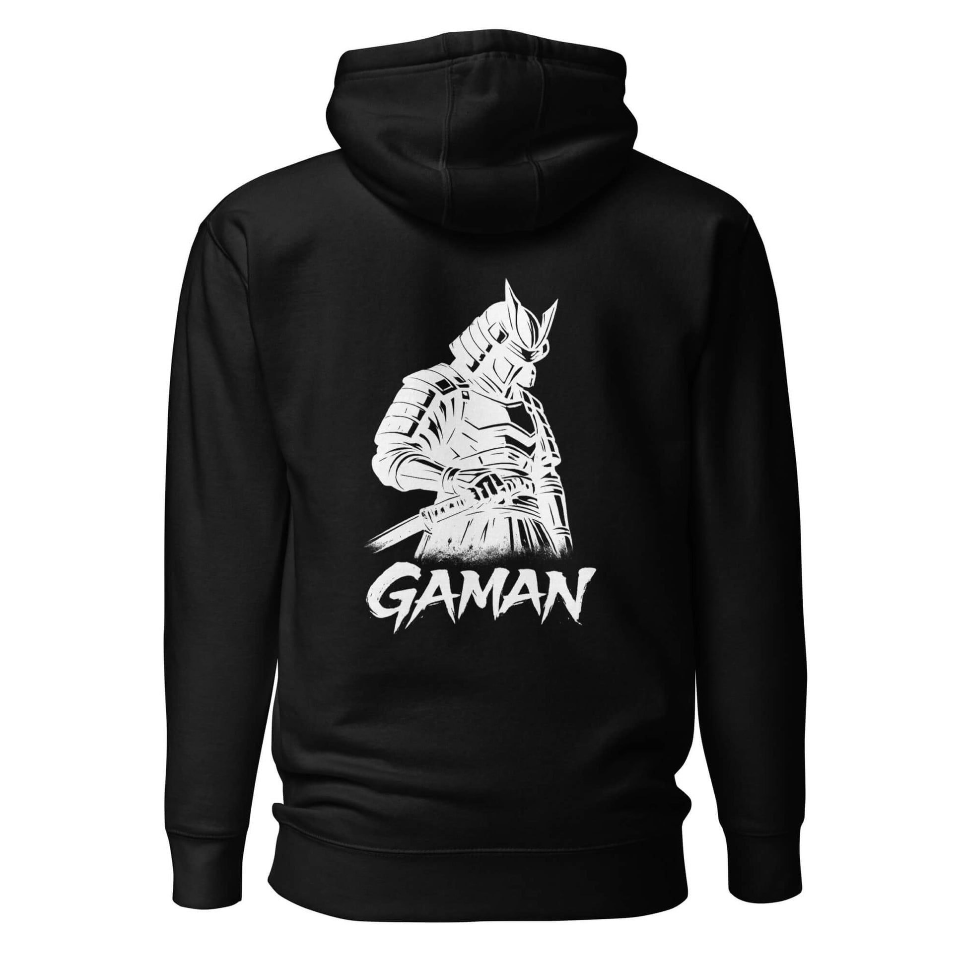 Hoodie Gaman noir visuel blanc dos et logo blanc face Mindset Ambition