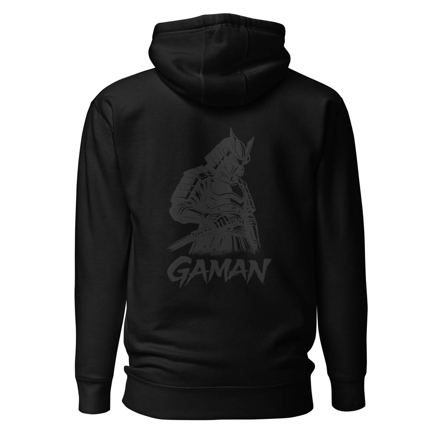 Hoodie Gaman noir visuel gris dos et logo gris face Mindset Ambition
