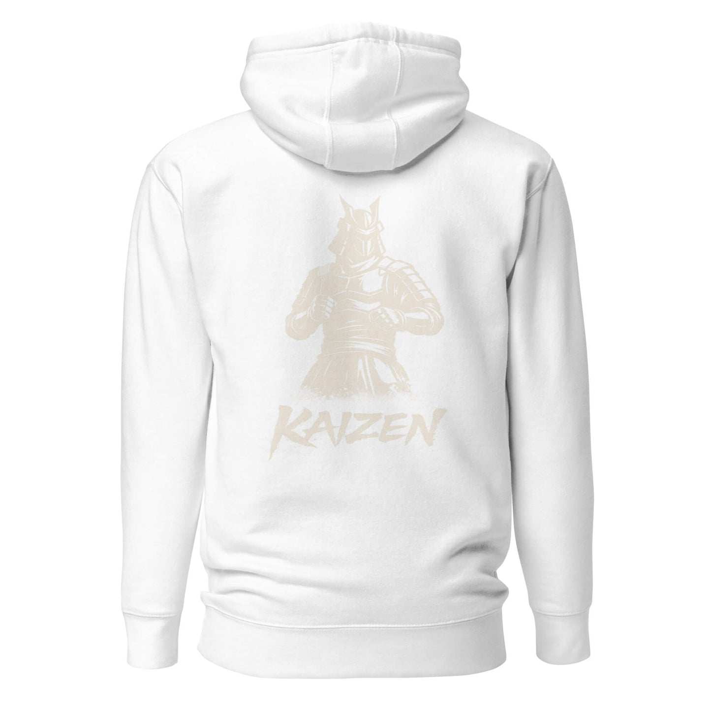 Hoodie Kaizen blanc visuel doré dos et logo doré face Mindset Ambition