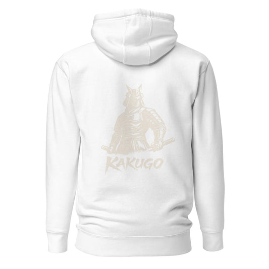 Hoodie Kakugo blanc visuel doré dos et logo doré face Mindset Ambition