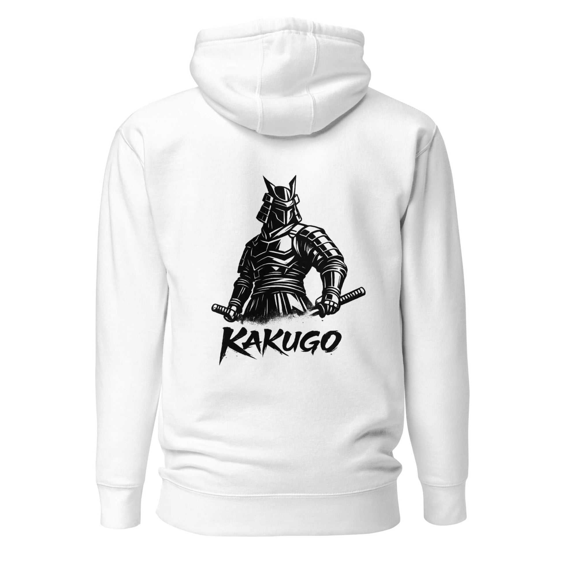 Hoodie Kakugo blanc visuel noir dos et logo noir face Mindset Ambition