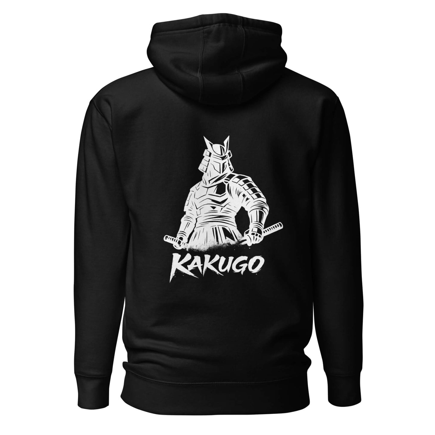 Hoodie Kakugo noir visuel blanc dos et logo blanc face Mindset Ambition