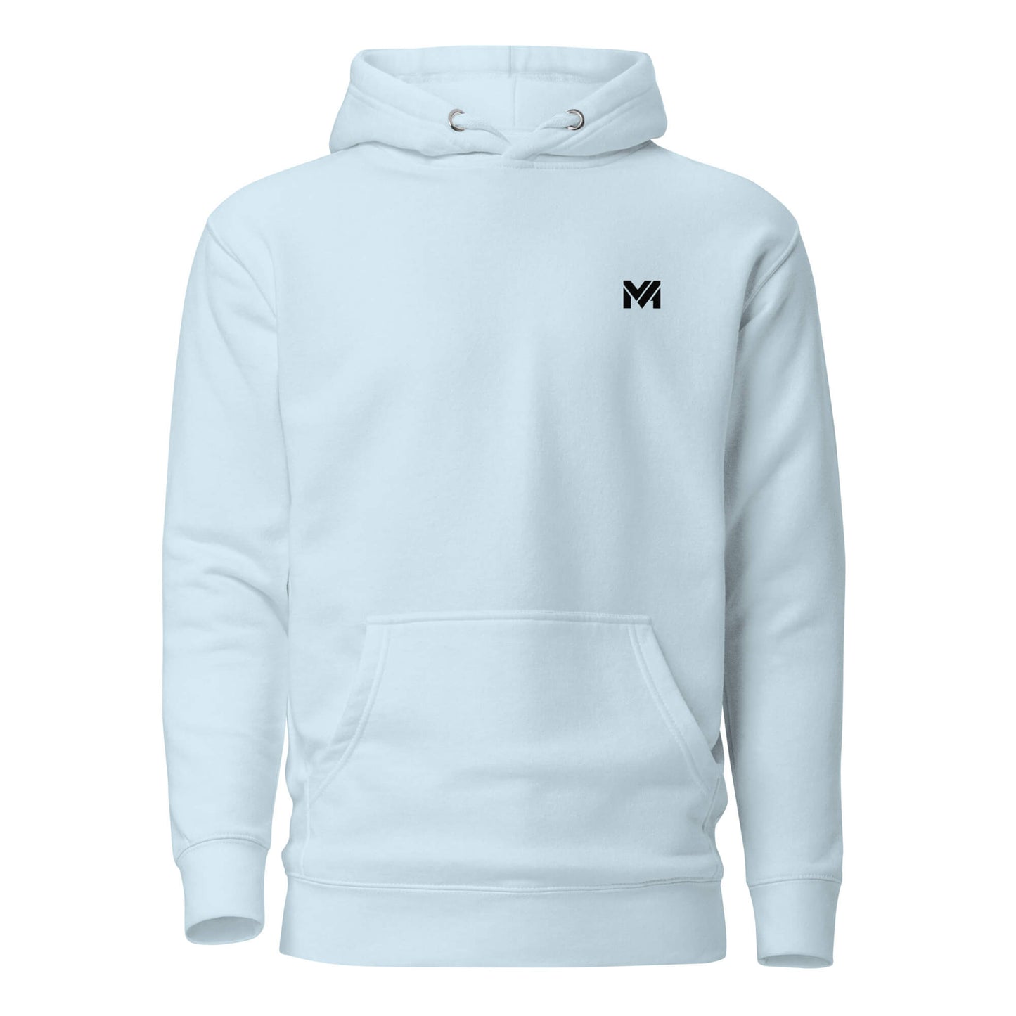 Hoodie MAKE SOME NOISE bleu ciel logo noir face et visuel coloré dos Mindset Ambition