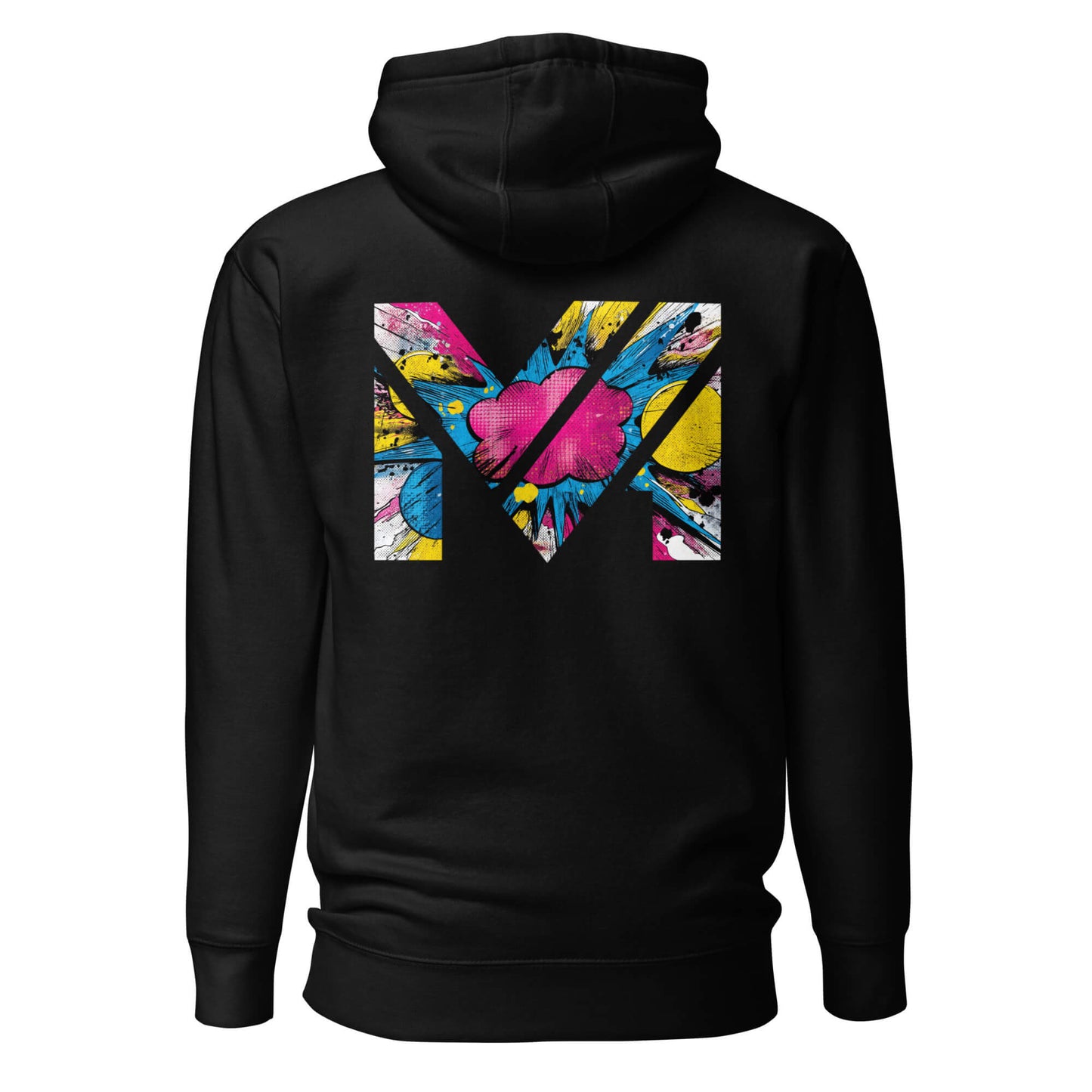 Hoodie MAKE SOME NOISE noir visuel coloré dos et logo blanc face Mindset Ambition