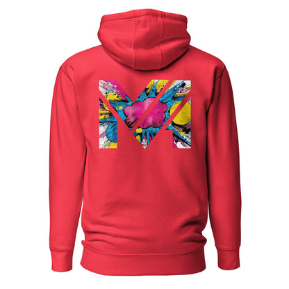 Hoodie MAKE SOME NOISE rouge visuel coloré dos et logo noir face Mindset Ambition
