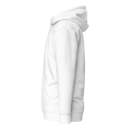 Hoodie Memento Audere Semper blanc profil gauche logo doré et visuel doré Mindset Ambition