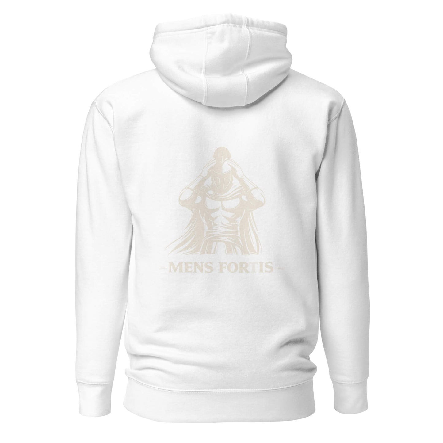 Hoodie Mens Fortis blanc visuel doré dos et logo doré face Mindset Ambition