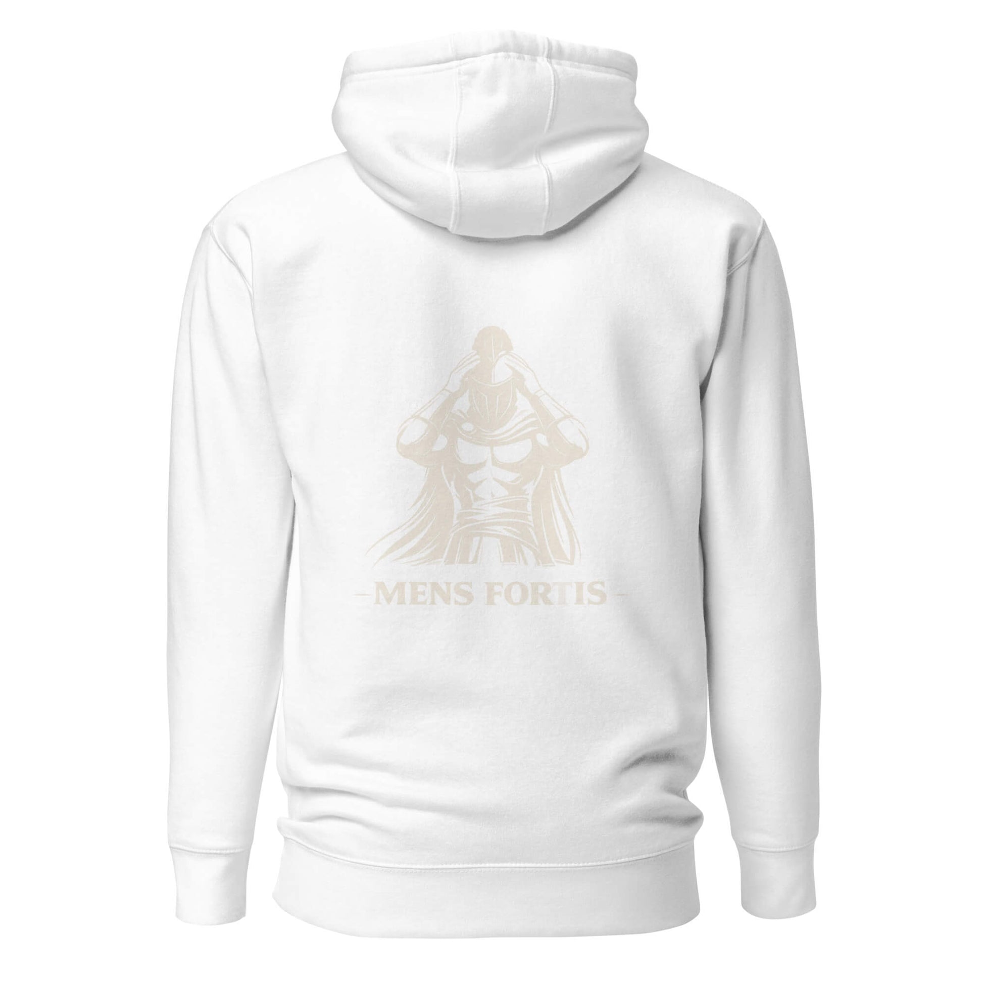 Hoodie Mens Fortis blanc visuel doré dos et logo doré face Mindset Ambition