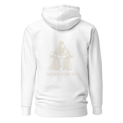 Hoodie Mens Fortis blanc visuel doré dos et logo doré face Mindset Ambition