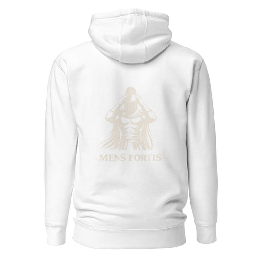Hoodie Mens Fortis blanc visuel doré dos et logo doré face Mindset Ambition