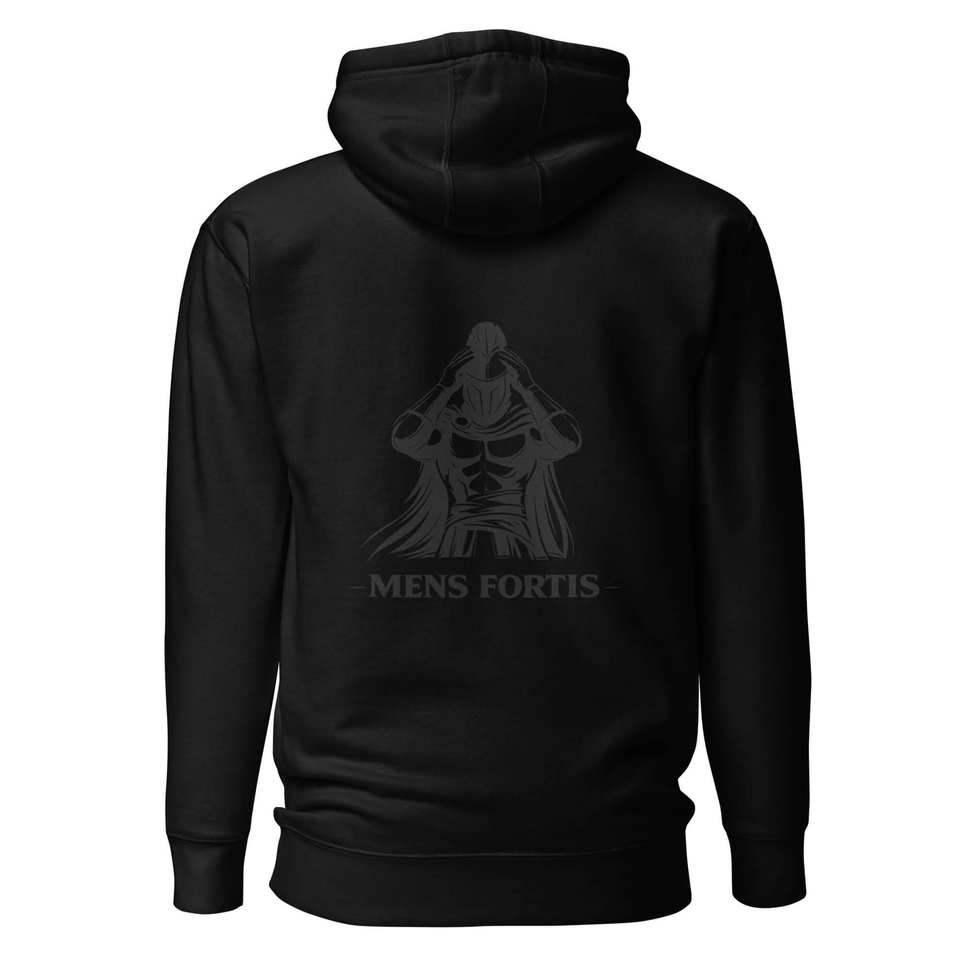 Hoodie Mens Fortis noir visuel gris dos et logo gris face Mindset Ambition