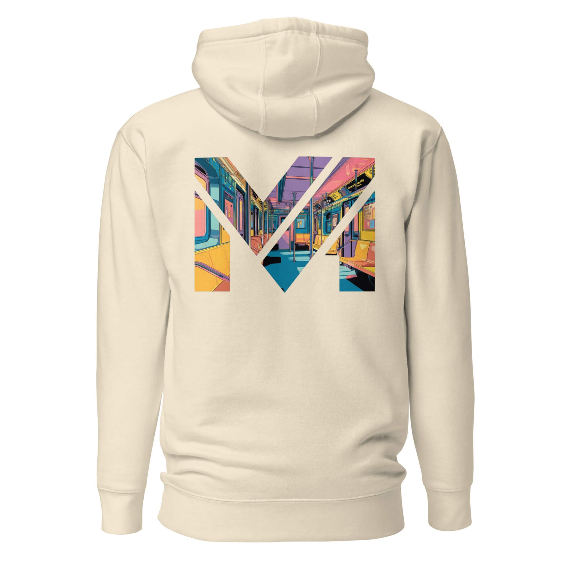 Hoodie MIND ON TRACK beige visuel coloré dos et logo noir face Mindset Ambition