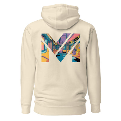 Hoodie MIND ON TRACK beige visuel coloré dos et logo noir face Mindset Ambition
