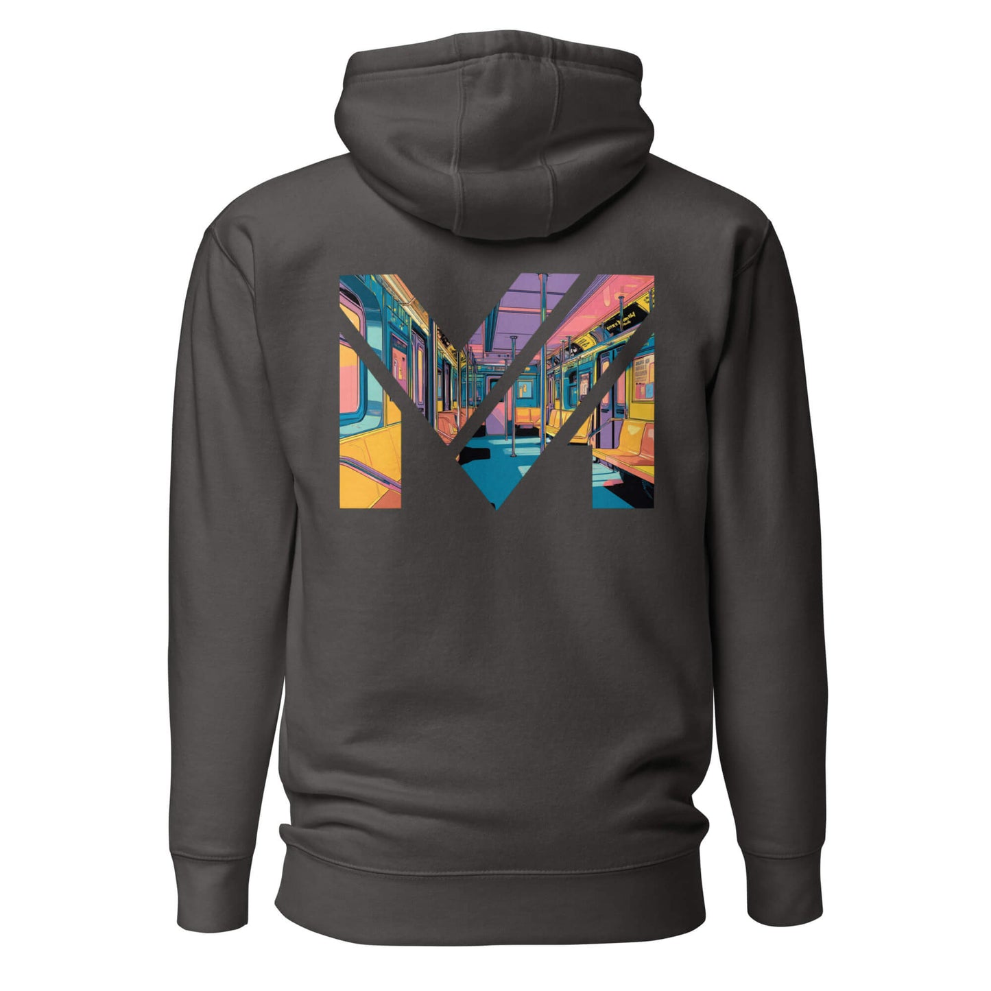 Hoodie MIND ON TRACK gris anthracite visuel coloré dos et logo blanc face Mindset Ambition