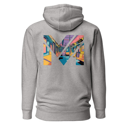 Hoodie MIND ON TRACK gris chiné visuel coloré dos et logo noir face Mindset Ambition