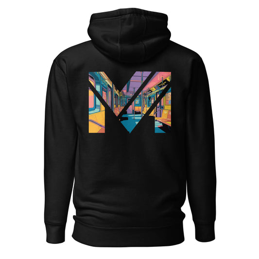 Hoodie MIND ON TRACK noir visuel coloré dos et logo blanc face Mindset Ambition