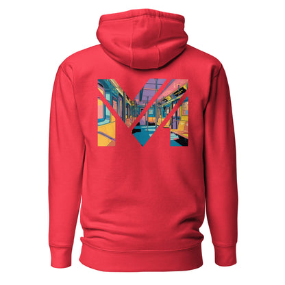 Hoodie MIND ON TRACK rouge visuel coloré dos et logo noir face Mindset Ambition