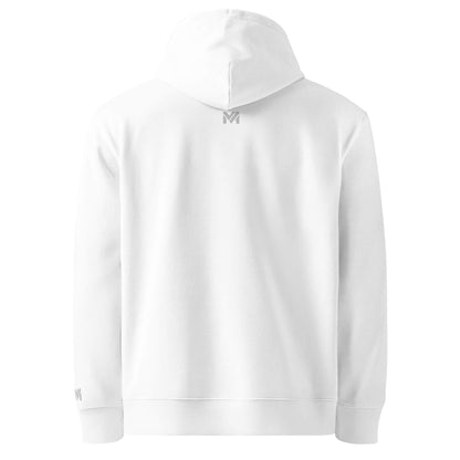 Hoodie Mindset Ambition blanc logo gris clair sous le col dos Mindset Ambition