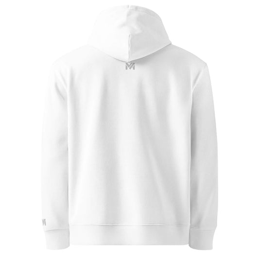Hoodie Mindset Ambition blanc logo gris clair sous le col dos Mindset Ambition