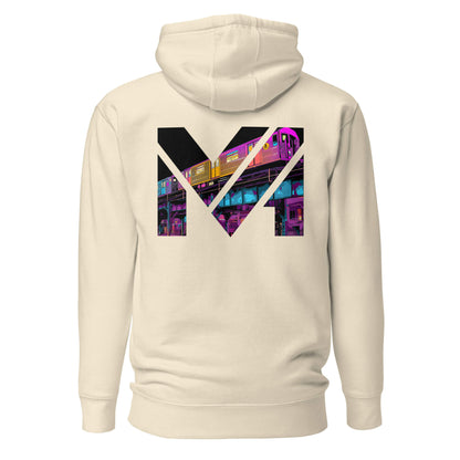 Hoodie NO DETOURS beige visuel coloré dos et logo noir face Mindset Ambition