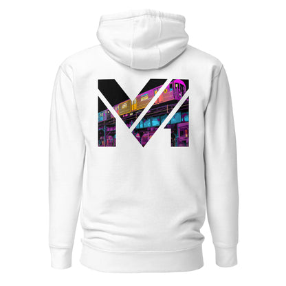 Hoodie NO DETOURS blanc visuel coloré dos et logo noir face Mindset Ambition