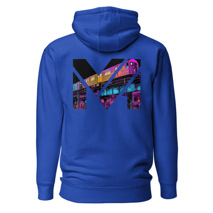Hoodie NO DETOURS bleu roi visuel coloré dos et logo blanc face Mindset Ambition