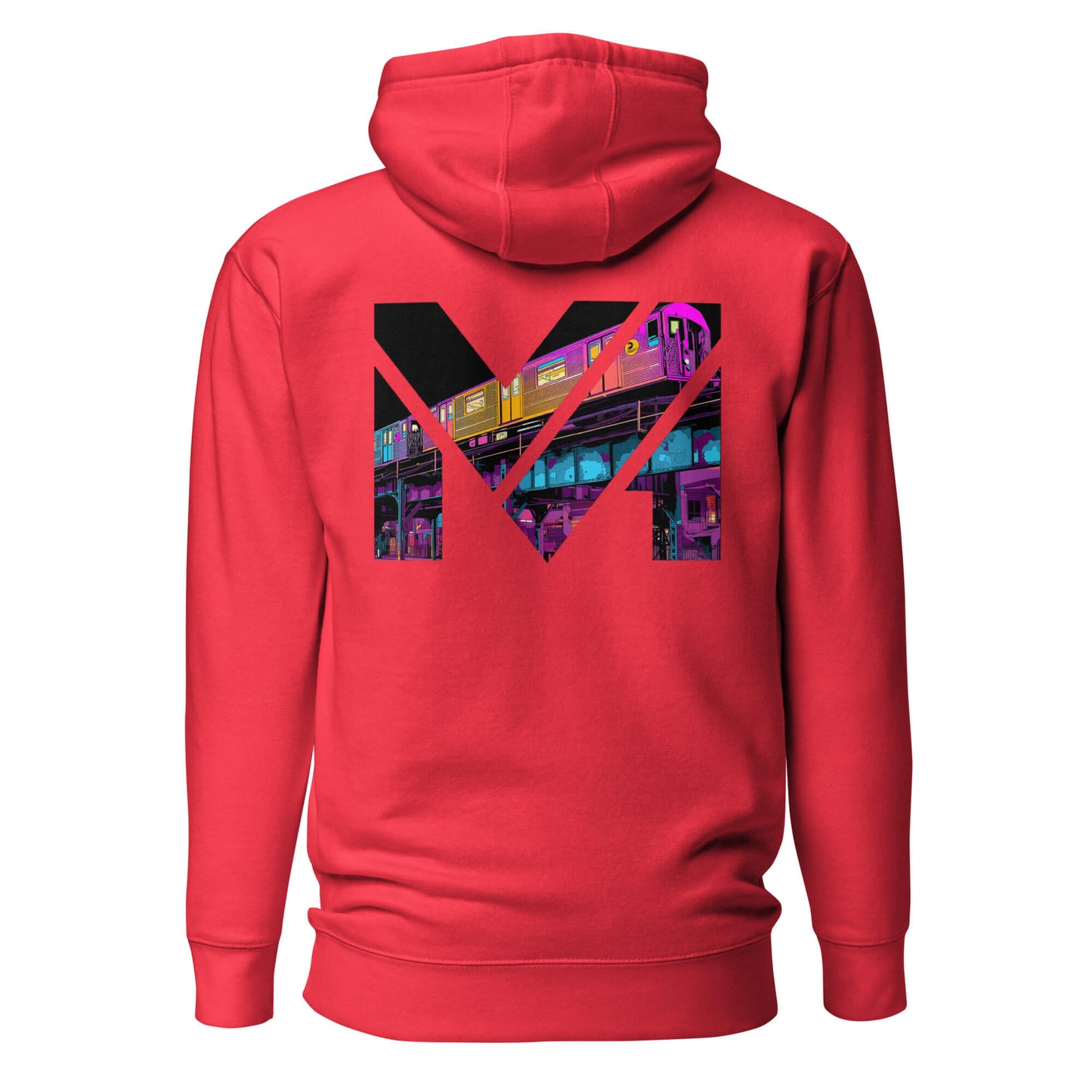 Hoodie NO DETOURS rouge visuel coloré dos et logo noir face Mindset Ambition