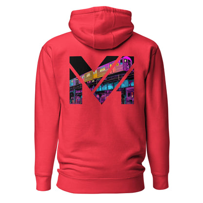 Hoodie NO DETOURS rouge visuel coloré dos et logo noir face Mindset Ambition
