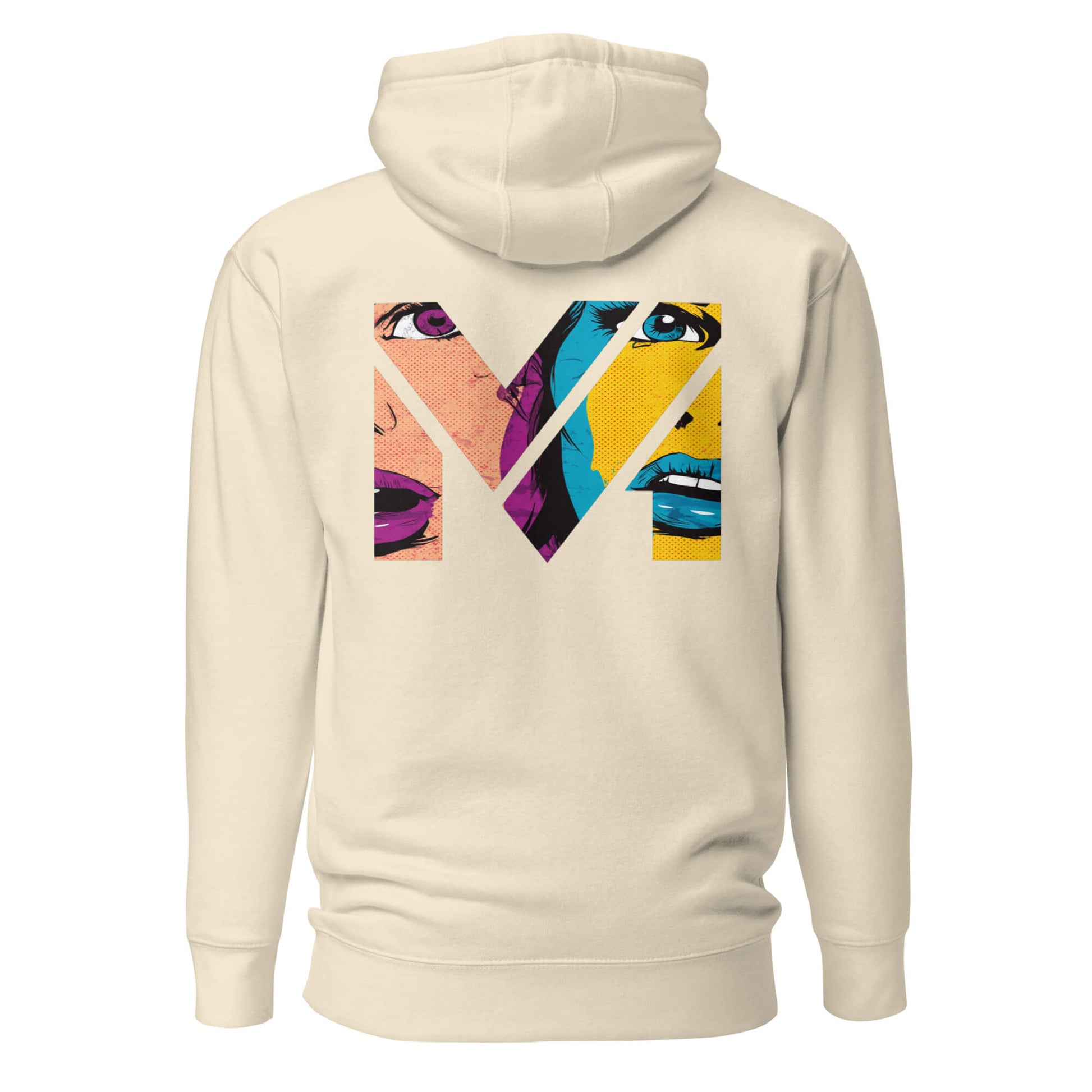 Hoodie NO FILTER beige visuel coloré dos et logo noir face Mindset Ambition