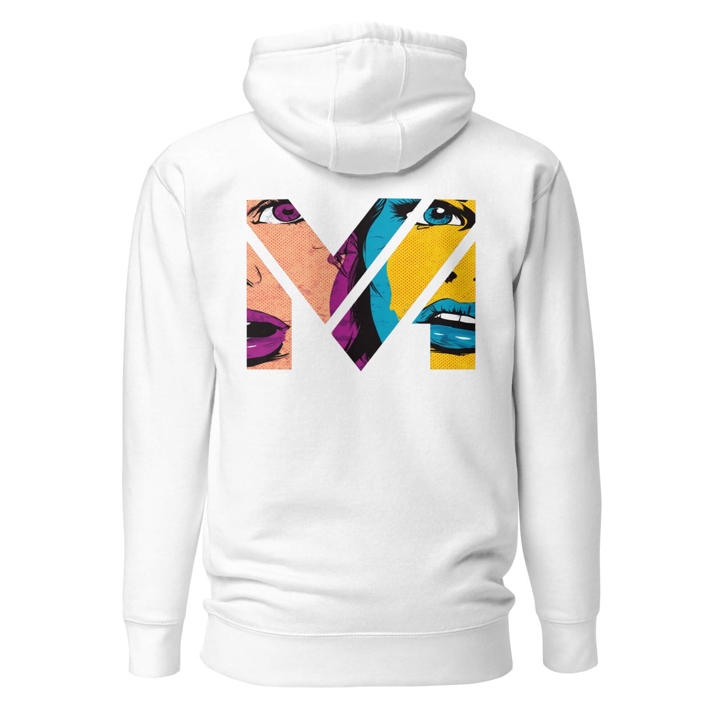 Hoodie NO FILTER blanc visuel coloré dos et logo noir face Mindset Ambition