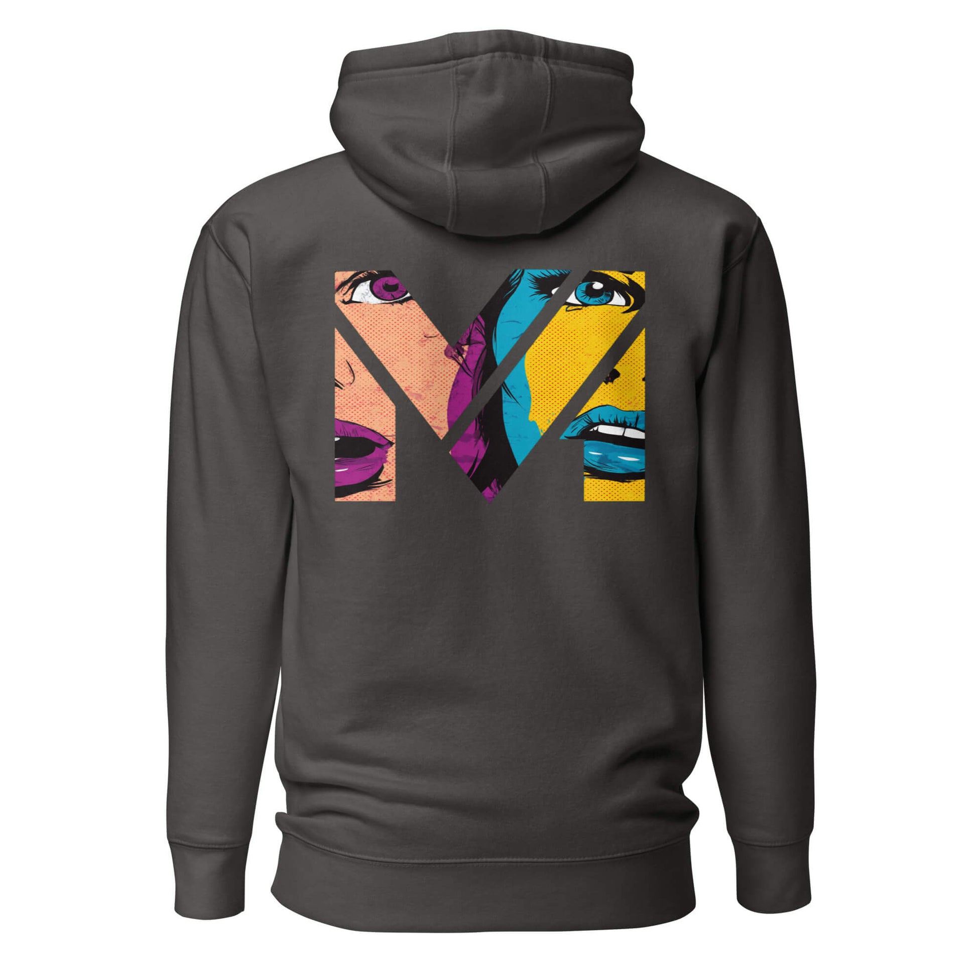 Hoodie NO FILTER gris anthracite visuel coloré dos et logo blanc face Mindset Ambition