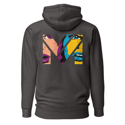 Hoodie NO FILTER gris anthracite visuel coloré dos et logo blanc face Mindset Ambition